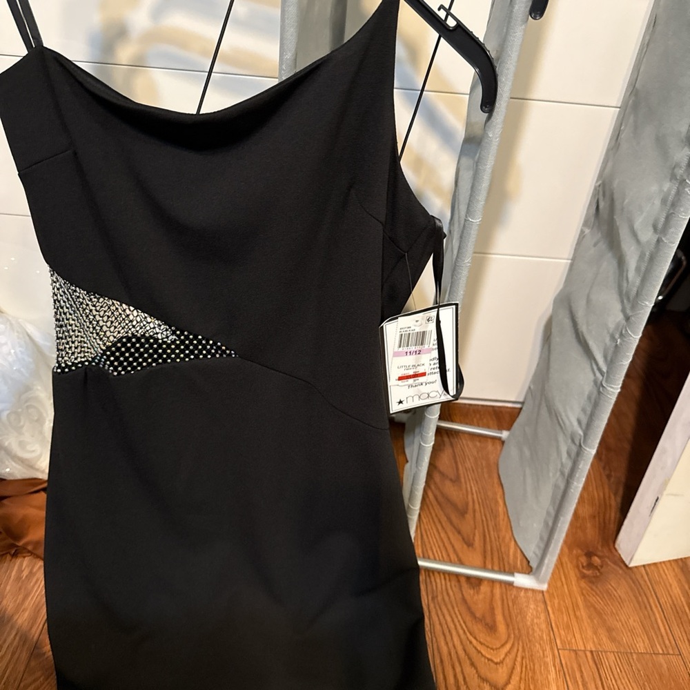 Macy's Black One Shoulder Sheath Dress